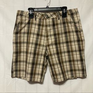 Hurley Shorts Men 36 Plaid Casual Brown Tan Black
